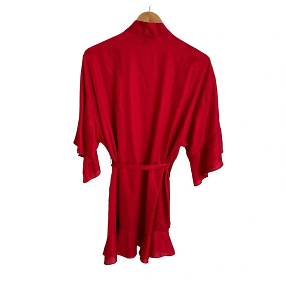 Victoria’s Secret XS/S Red Lightweight Ruffle Sleeve Robe Christmas Holiday - Picture 2 of 5